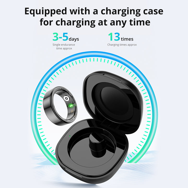 Premium Smart Ring with Charging Case – 5ATM Waterproof, 39-Day Battery Life, Real-Time Health Monitor, Multi-Sport Mode,