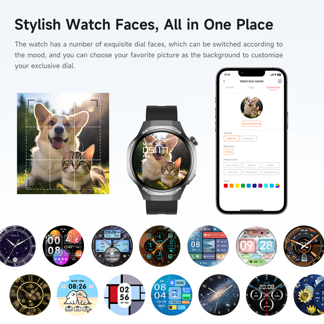 Premium AMOLED Smartwatch with AI, Bluetooth Calling, 100+ Sports Modes, IP68 Waterproof, Prayer Alerts, Health & Fitness 
