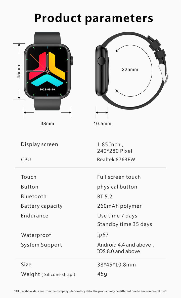 Premium Smartwatch - Wireless Charging, Bluetooth Calls, Fitness Tracker, Custom Watch Faces, Heart Rate Monitoring, Sleep Tracking, Waterproof, Men & Women - StrengthXPhysiotherapy