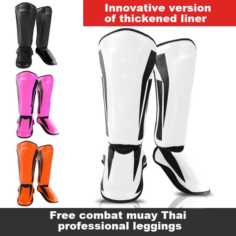 Premium Kickboxing Shin Guard Pads – Muay Thai, Boxing, MMA Leg Protector, Sanda, Wushu, Taekwondo Ankle Guards for Men & Women, EVA Soft PU Leather, Sizes S/M/L - StrengthXPhysiotherapy