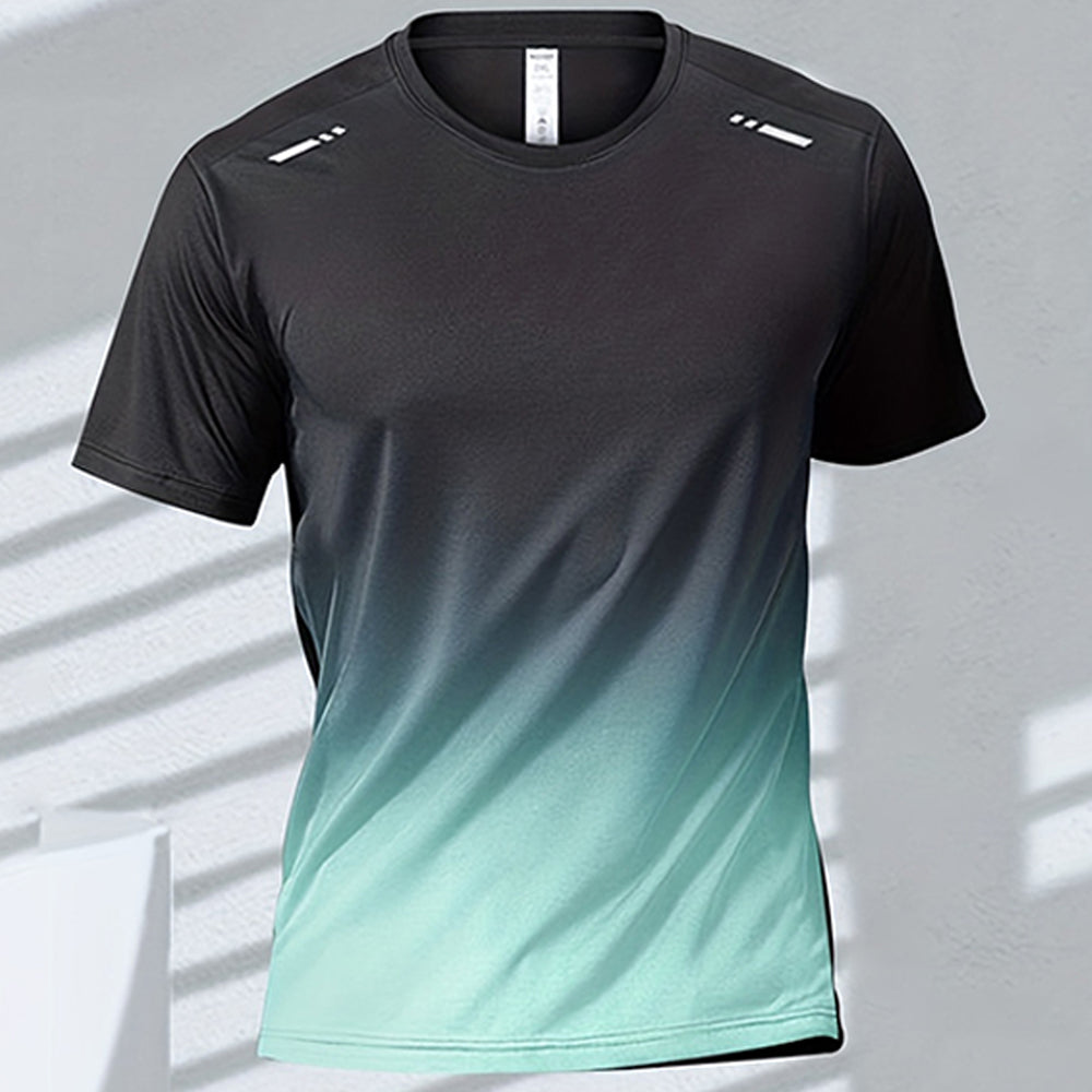 Premium Men's Sports T-Shirt – Quick Dry Casual Running & Boxing Top, Short Sleeve Badminton & Training Shirt, Gradient Design