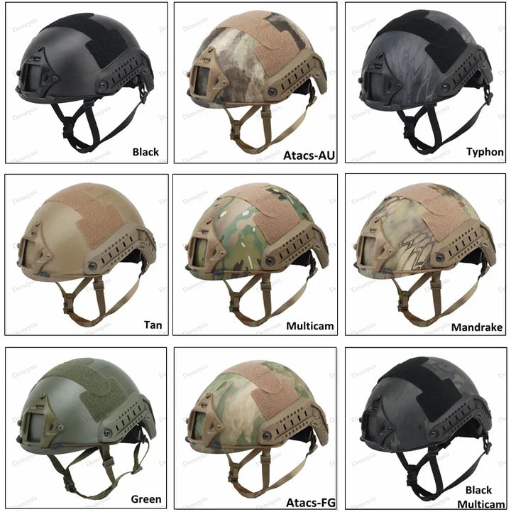 Premium FAST Tactical Helmet – Airsoft MH Camouflage, NVG Mount, Adjustable Outdoor Sport Helmet for Safety & Tactical Use