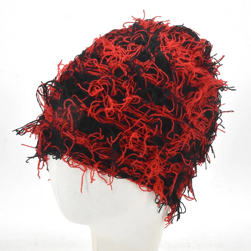 Premium Hip Hop Balaclava Beanie – Distressed Knit Ski Mask for Women, Camouflage Fuzzy Full Face Ski Hat, Outdoor Winter 