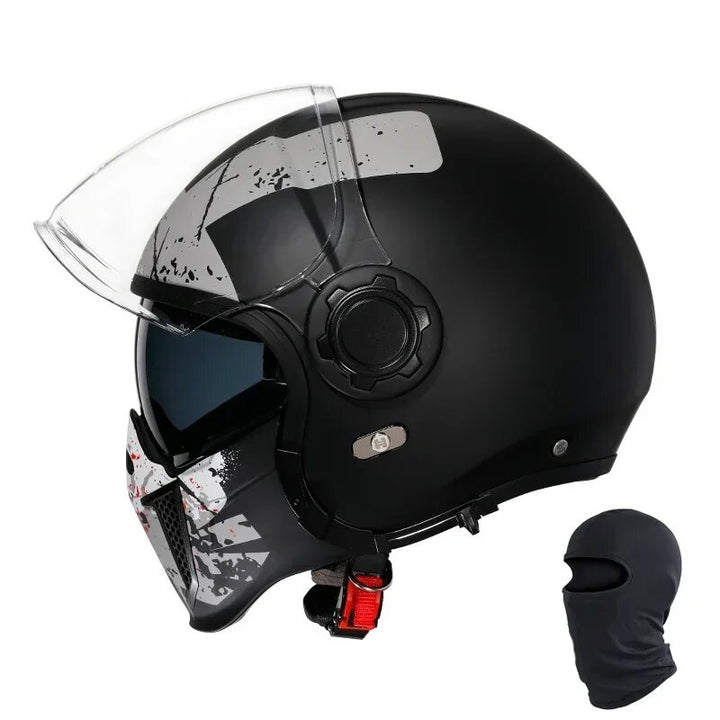 Premium Modular Motorcycle Helmet –Full Face & Open Face, Dual Lens, DOT ECE Approved, ABS Shell for Men & Women, Retro Style