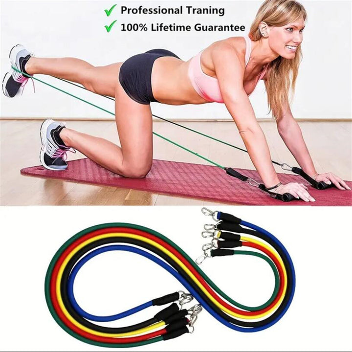 Premium 11pcs TPE Resistance Bands Set – Includes Door Anchor, Handles, Leg Ankle Straps, Carry Bag for Home Gym, Full Body 