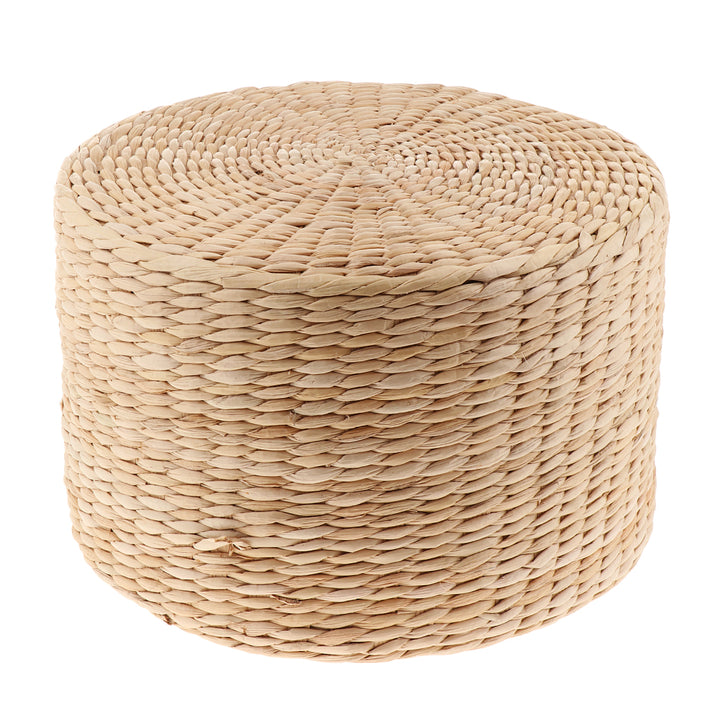 Premium Natural Straw Round Pouf – Handwoven Tatami Sitting Cushion for Living Room, Meditation & Worship – Eco-Friendly