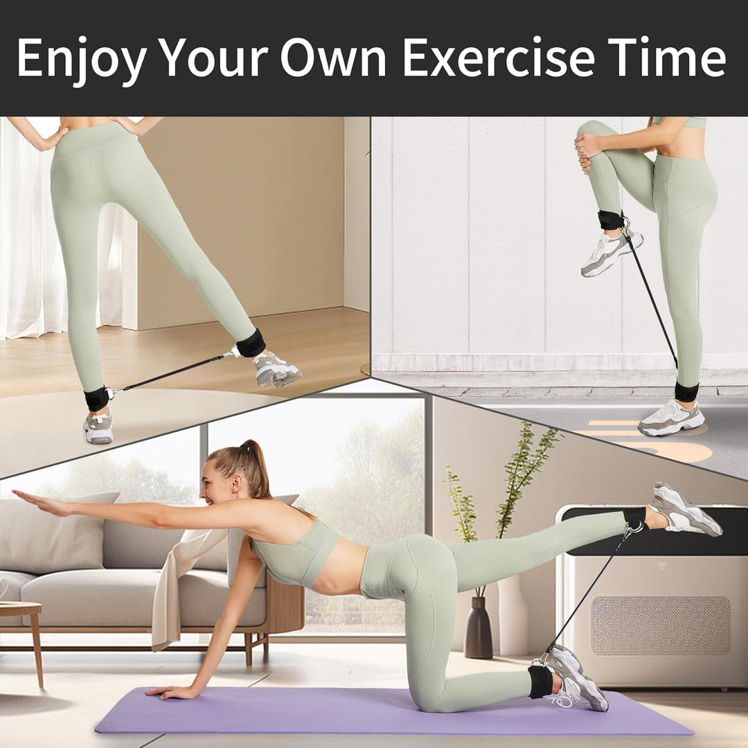 Premium Ankle Resistance Bands with Cuffs – Adjustable Leg & Butt Training Bands, 3 Resistance Levels (10/20/30 lb), for 